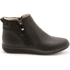 Pédiconfort - Leren Bottines - Met Dubbele Ritssluiting - Antislipzool - Grote Breedte