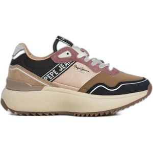 Pepe Jeans - Kimi Road - Sneakers - Bruin - Leren Inzetstukken