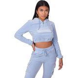 Project X Paris - Korte Fluwelen Dameshoodie - Crop Top - Met Capuchon - Kangoeroezak