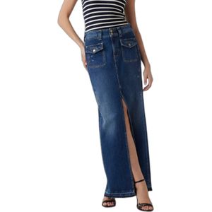 Guess - Midi Tubino Stretch Rok - Blauw - Katoen