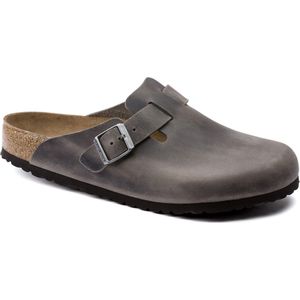 Houten klompen met natuurlijke geoliede leer en een zachte binnenzool Birkenstock Boston