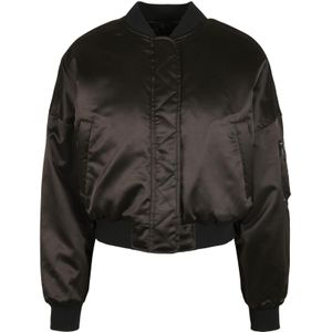 Urban Classics - Short Oversized Satin Bomber Jacket - Zwart - Satijn