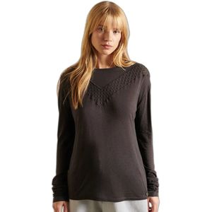 Superdry - Rock - Dames-T-shirt - Lange Mouwen - Geometrische Kanten Inzetstukken