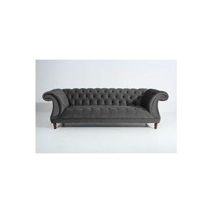 Vintage-Sofa Isabelle - 3-Sitzer Samtvelours anthrazit