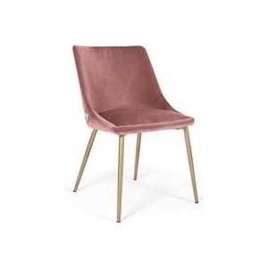 Polsterstuhl rosa mit Metallgestell Gold