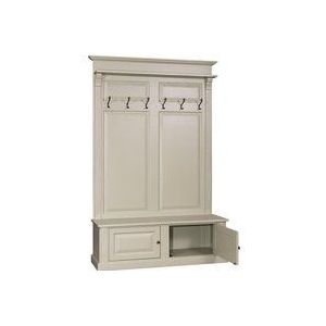 Grüne Vintage Garderobe mit Sitzbank Shabby steingrau