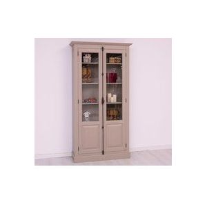 Landhaus Bücherschrank mit Glastüren, graubeige