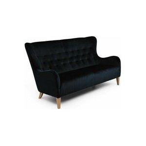 Vintage Sofa Melina - 2,5-Sitzer Samtvelours schwarz