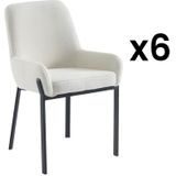 Set van 6 stoelen met armleuningen van boucléstof en metaal - Wit - CAROLONA - van Pascal Morabito