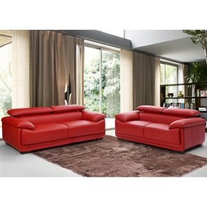 Driezitsbank van leer MACELO - Rood