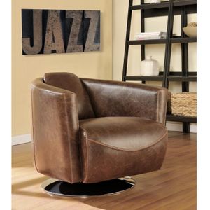 Vente-unique - Florentin - Fauteuil - Donkerbruin - 100% Leer