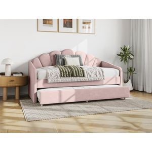ELUSIA Uitschuifbaar Bed - Velours - Roze - 90 x 190 cm