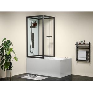 Bad/douche - Zwarte profielen - L150 x D75 x H215 cm - 100 micro-stralen en 6 grote stralen - DARIA II