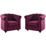 Set van 2 fauteuils CHESTERFIELD - Fluweel paars