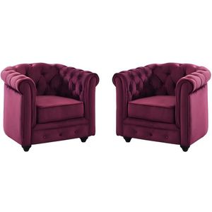 Set van 2 fauteuils CHESTERFIELD - Fluweel paars
