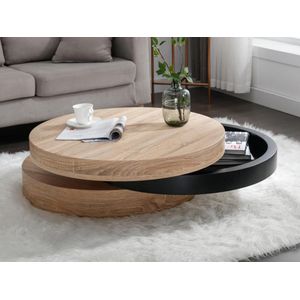 JANITA Salontafel - Draaibaar - Zwart en Licht Natuurlijk