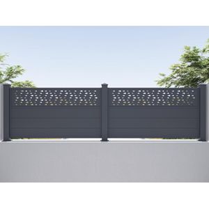Uitbreiding voor het hek H89 x L178,3 cm in donkergrijs aluminium met motieven - BAZIO