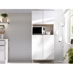 Vente-unique - Keukenbuffet WAJDI - Wit - Eiken - Spaanplaat