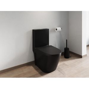 Staande wc van mat zwart keramiek - Horizontale afvoer - NAGILAM