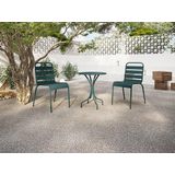 Metalen tuinset met een tafel van Ø60 cm en 2 stapelbare stoelen - Dennengroen - MIRMANDE van MYLIA