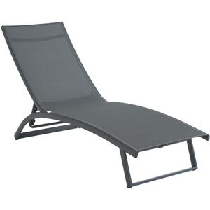 Ligstoel met verschillende standen van aluminium en textileen - Antraciet - SARANDA van MYLIA