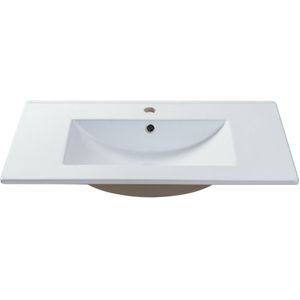 Rechthoekige witte inbouwwastafel van keramiek - 101 x 46,5 cm - MOTIAC