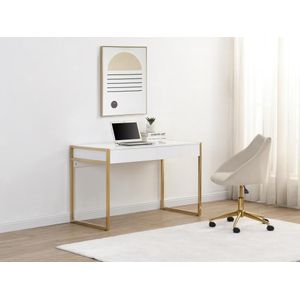 Bureau - 2 laden - Mdf en metaal - Wit en goud - MASON - van Pascal Morabito