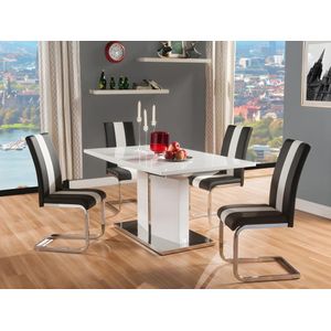 Set "eetkamer" met 4 stoelen - Wit en zwart - TRINITY