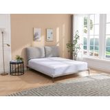 Bed 160 x 200 cm - Stof - Gechineerd grijs + matras - RIMOTA