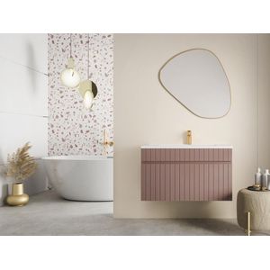Roze gestreept hangmeubel voor badkamer met inbouwwastafel - 80 cm - SATARA