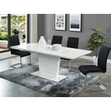 AMELLE - Uitschuifbare Eettafel - Wit - MDF - 6 tot 8 Zitplaatsen