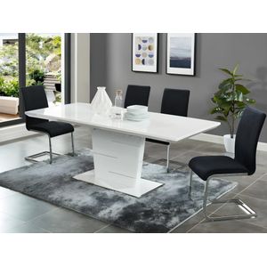 Uitschuifbare eettafel AMELLE - 6 tot 8 zitplaatsen - Witgelakt mdf