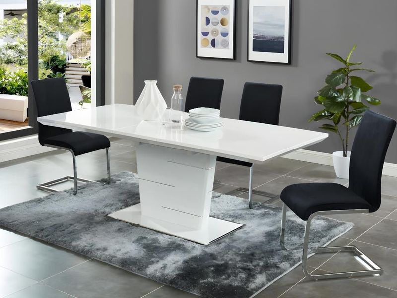 AMELLE - Uitschuifbare Eettafel - Wit - MDF - 6 tot 8 Zitplaatsen