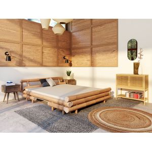 Bed 160 x 200 cm - Bamboe - Naturel + bedbodem + matras -DAHLIA