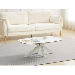 Maison Céphy - DERIYA - Salontafel - Wit Marmereffect - Gehard Glas en Metaal
