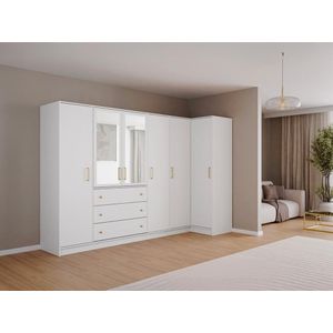 Vente-unique - LIZANDRO - Hoekkast - Wit - Spaanplaat - 6 Deuren - 3 Lades