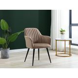 Set van 6 stoelen met fluweel en zwarte metalen leuningen - Beige - ELEANA