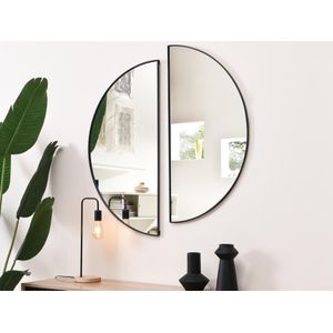 Set van 2 halfronde spiegels in metaal - B.50 x H.100 cm - Zwart - GAVRA