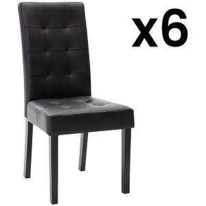 Set van 6 stoelen VILLOSA - Zwart kunstleer - Poten van zwart hout