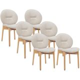 Set van 6 stoelen van stof en heveahout - Beige - ISADIO