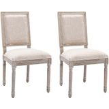 Set van 2 stoelen van stof en heveahout - Beige - AMBOISETTE