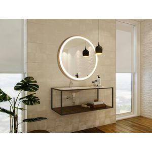 Ronde badkamerspiegel met ledverlichting en goudkleurige lijst – Diameter 80 cm – NUMEA