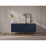 Buffetkast met 4 deurtjes van mdf en staal - Blauw en goudkleurig - YESINIA