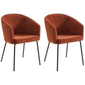 Set van 2 stoelen met armleuningen van stof en metaal - Terracotta - MADIALI