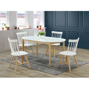 Uitschuifbare eettafel ELVINE - 4 tot 6 personen - MDF - Wit en naturel