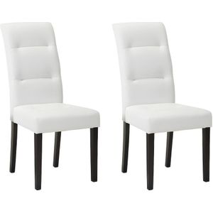 Set van 2 stoelen TADDEO - Wit kunstleer & poten van donker hout