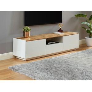 Amani - Tv-meubel - Witgelakt MDF - 2 Deuren en 1 Lade