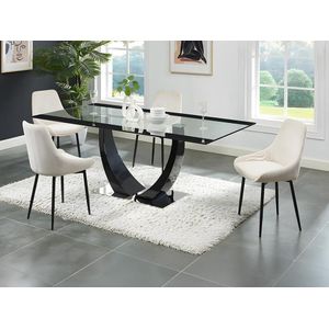Set van tafel MEZZO II + 4 stoelen MASURIE - Transparant en crèmewit