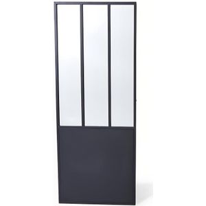 Spiegel in stijl van atelier-poort EDIMBOURG - Metaal - H180xL70cm - Zwart