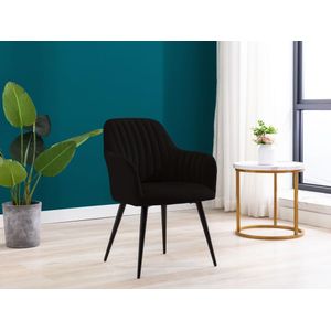 Set van 6 stoelen met fluweel en zwarte metalen leuningen - Zwart - ELEANA